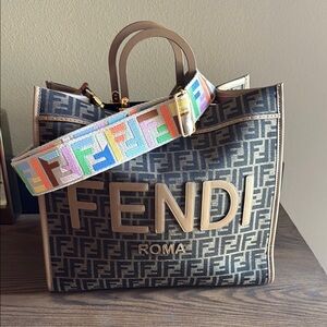 Fendi Black and Brown Tote with Iconic Monogram